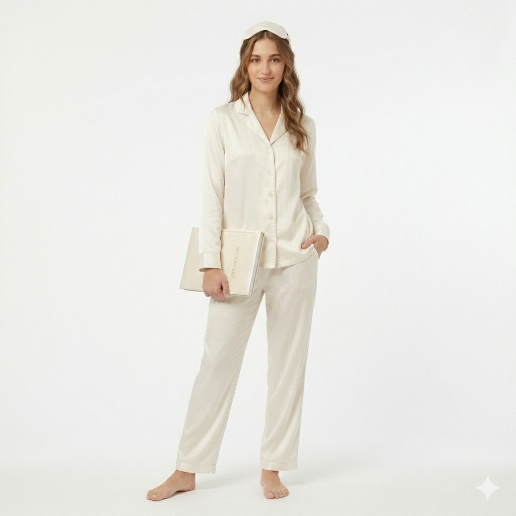 solid ivory satin pajama set solid ivory satin pajama set
