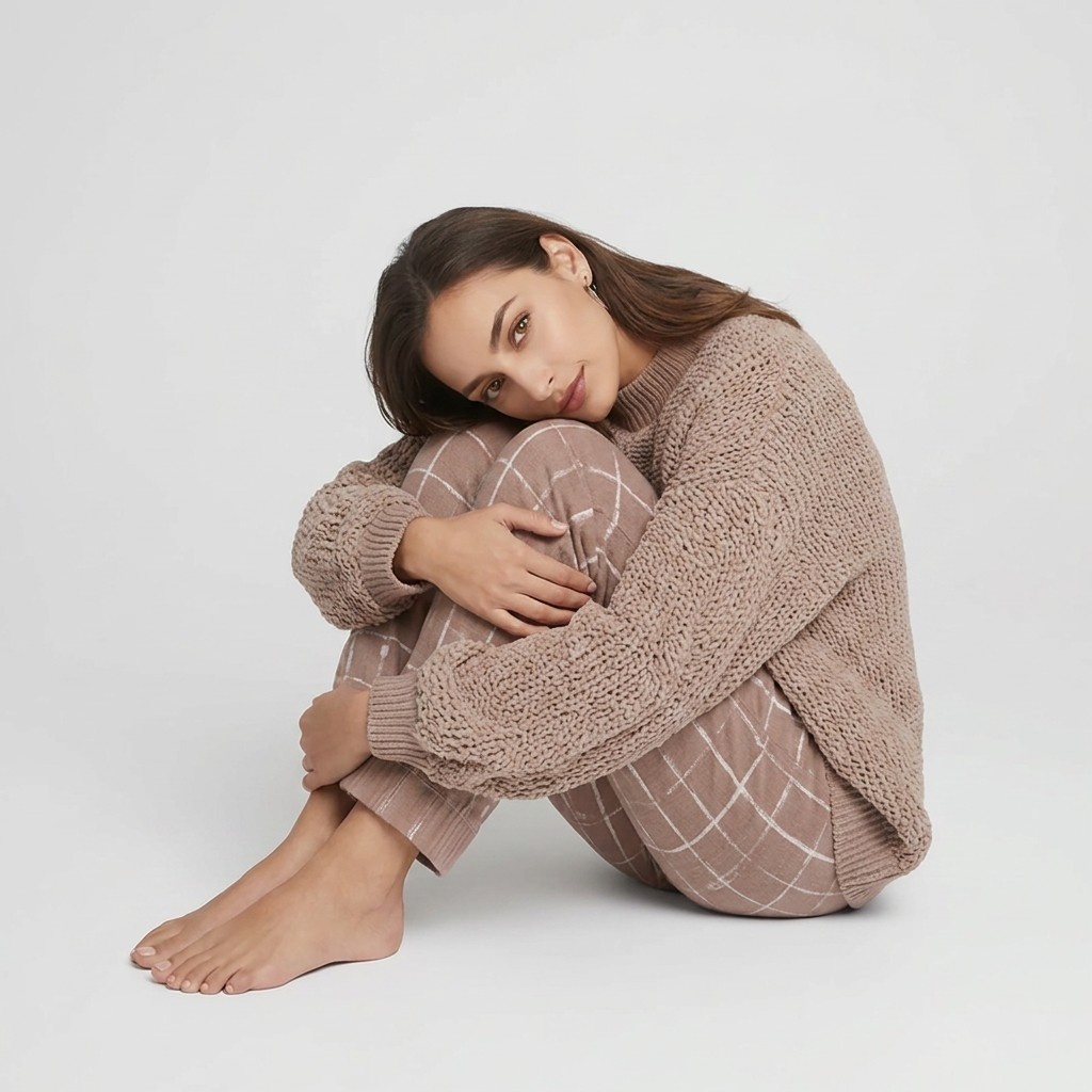 cozy textured knit loungewear set