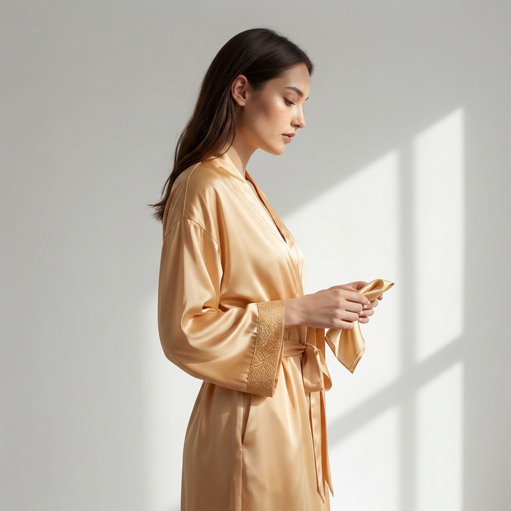 butterscotch cream satin robe