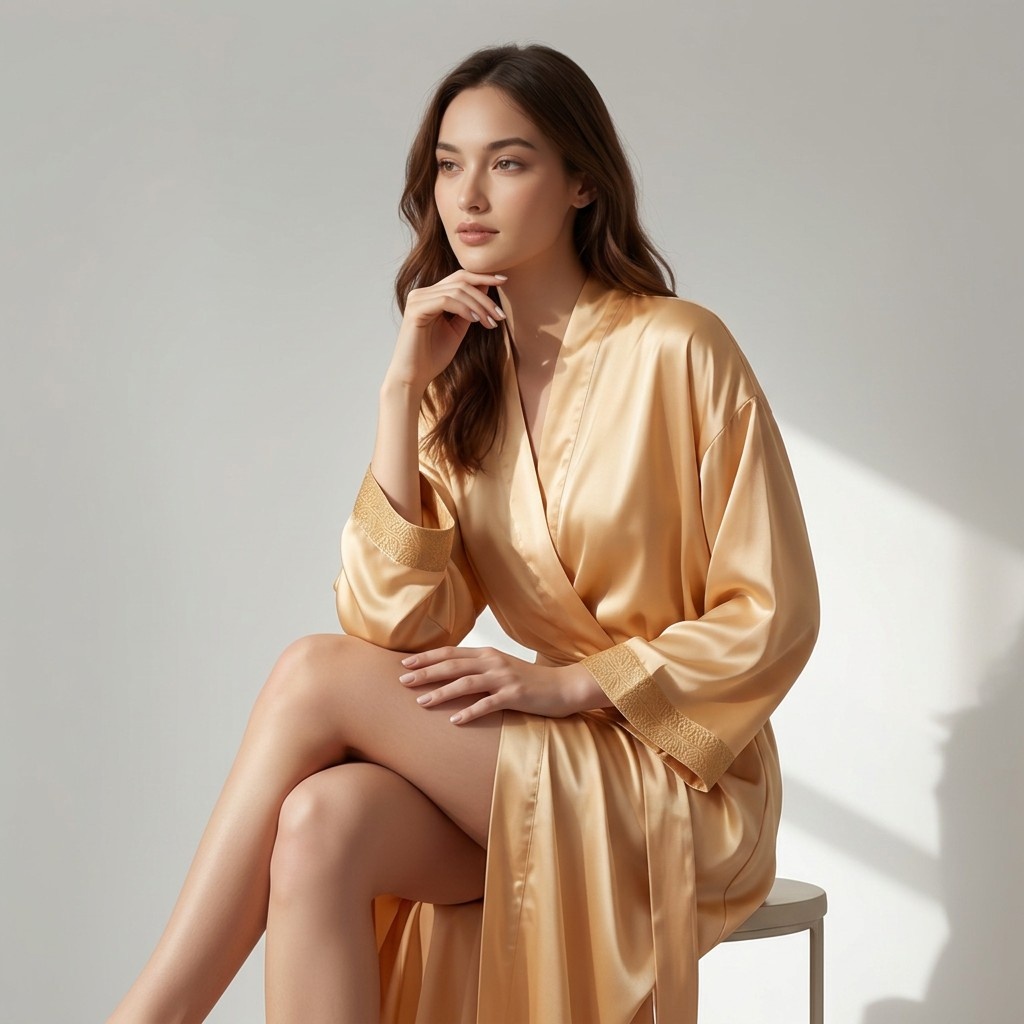 butterscotch cream satin robe