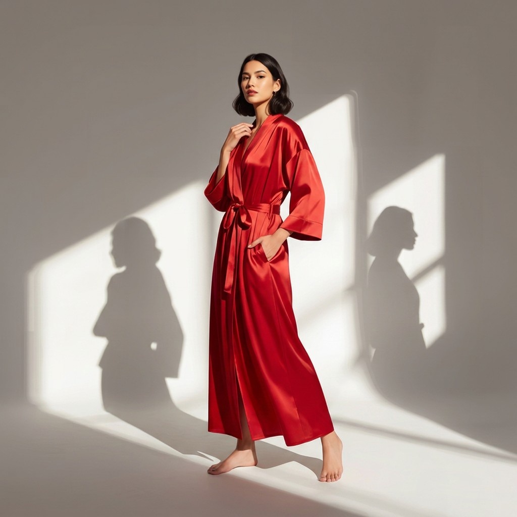 chilly red satin robe