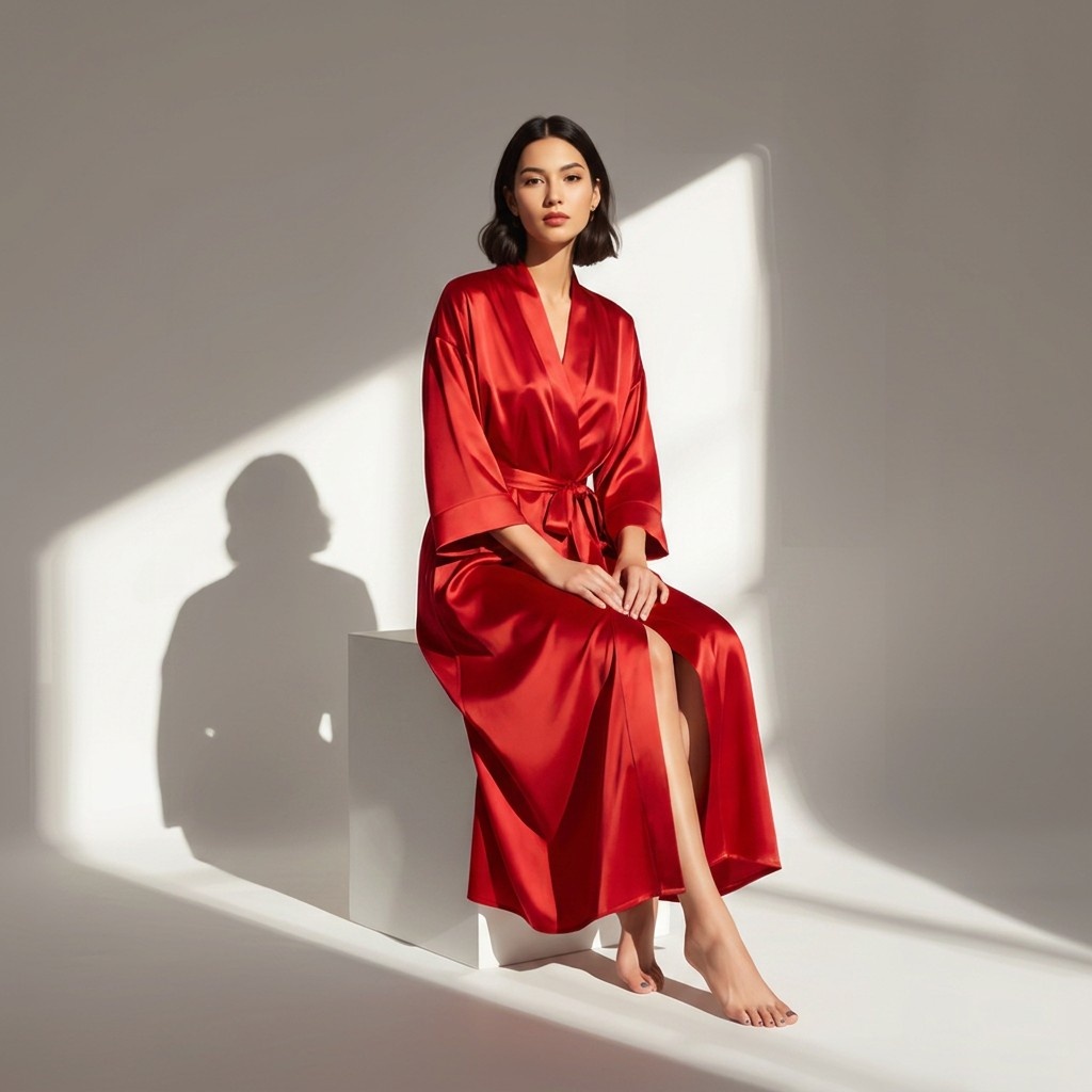 chilly red satin robe