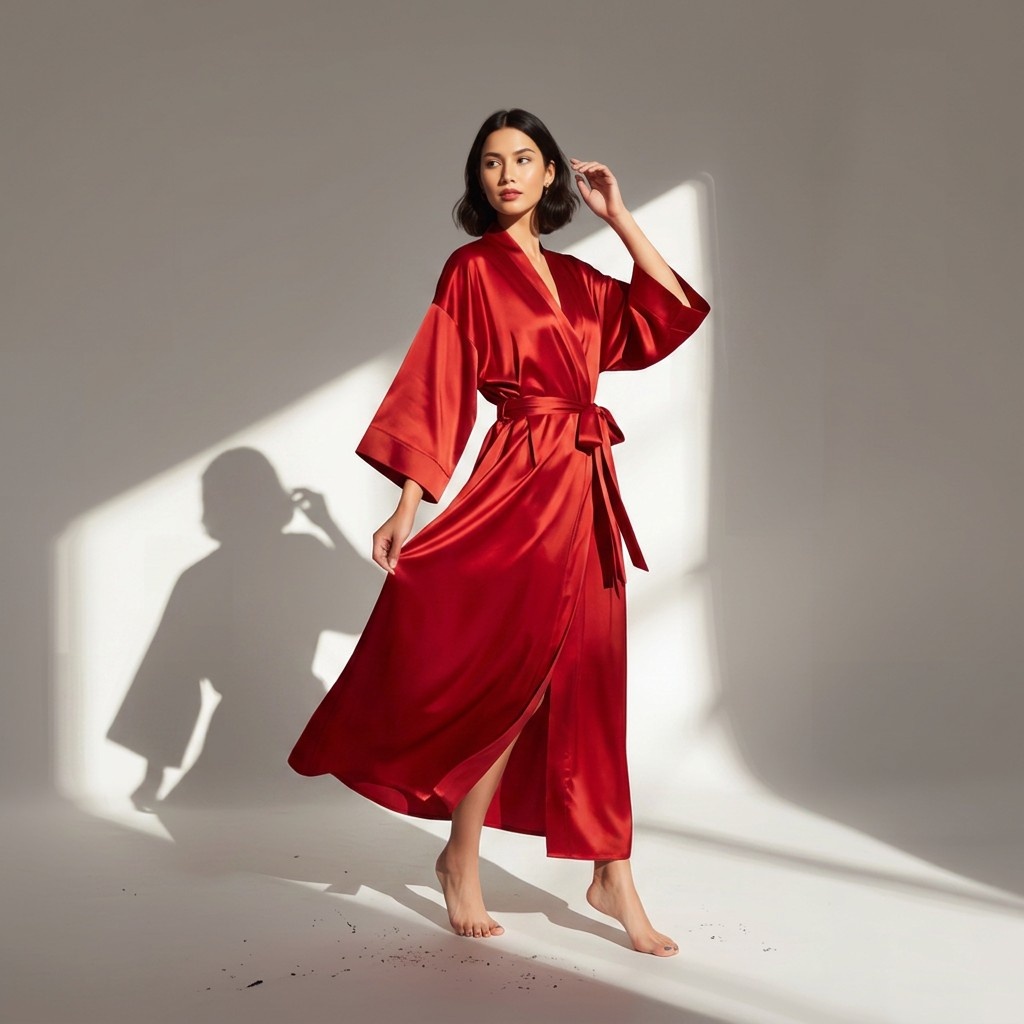 chilly red satin robe