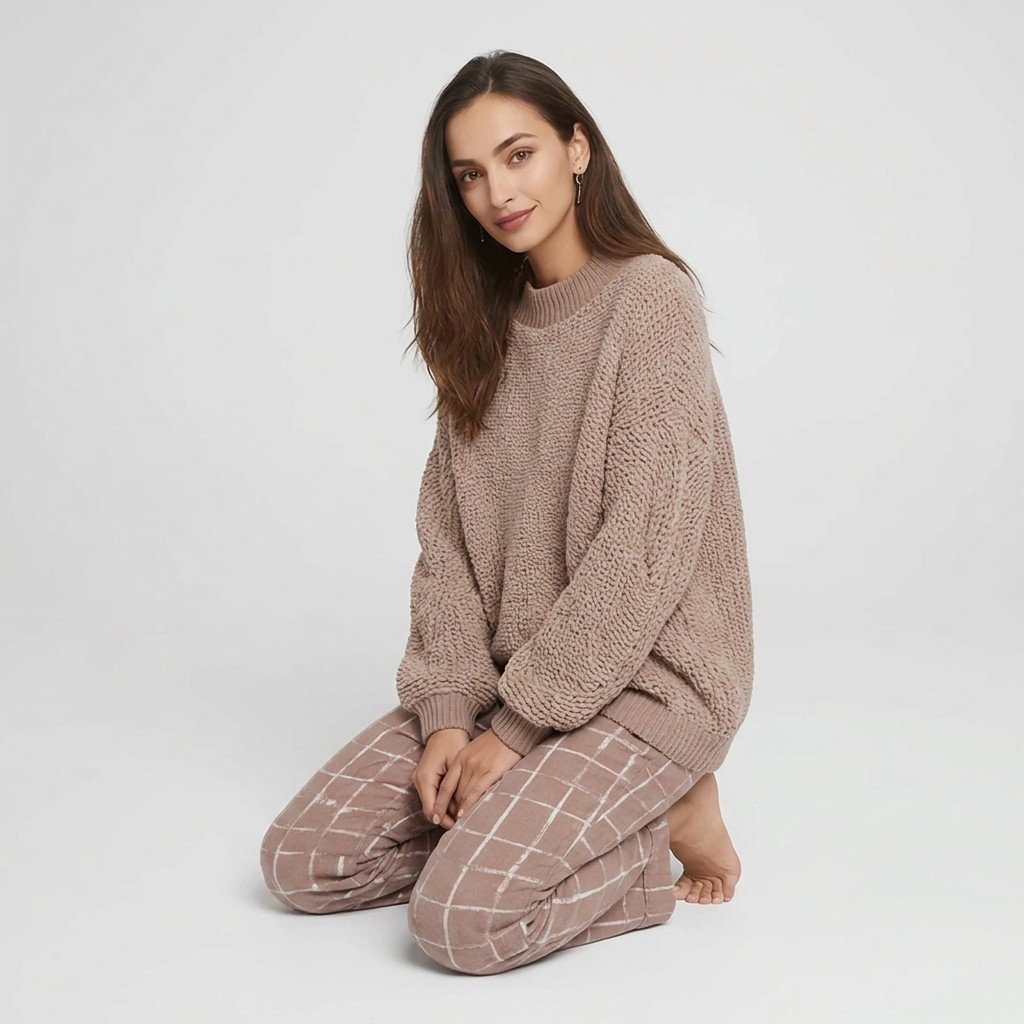 cozy textured knit loungewear set
