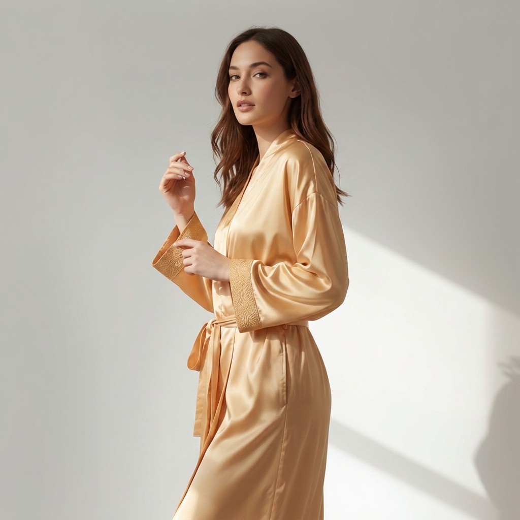 butterscotch cream satin robe