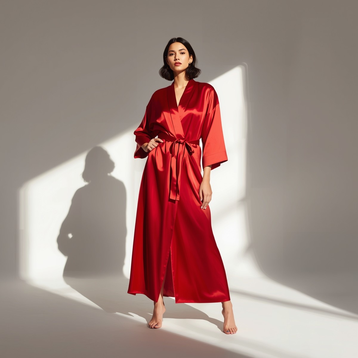 chilly red satin robe