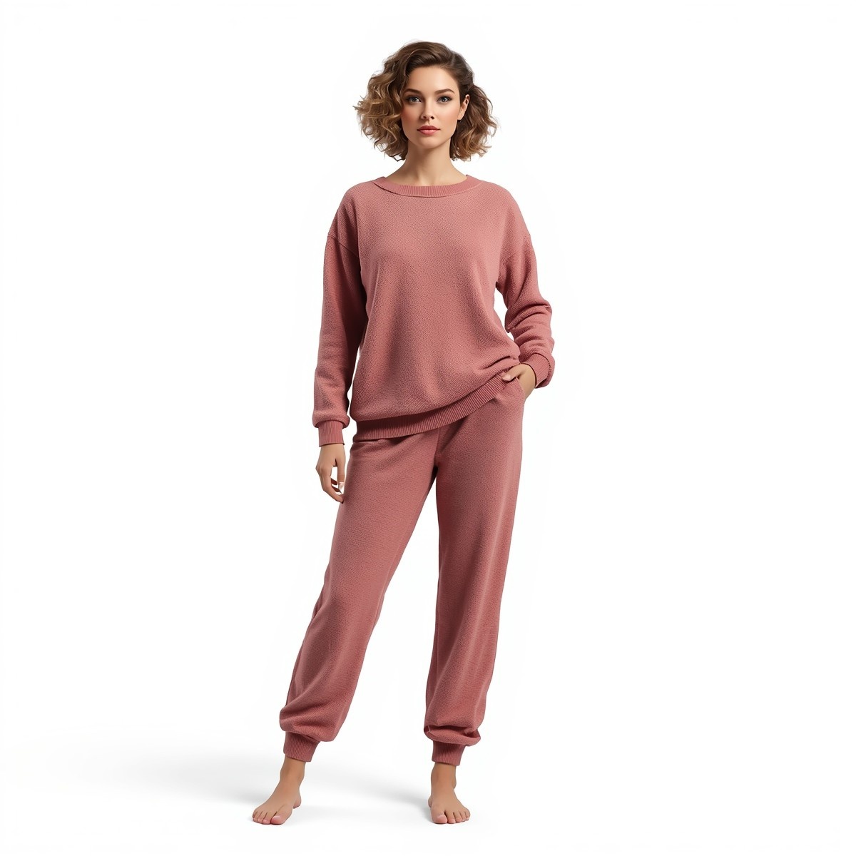soft fleece dusty pink set