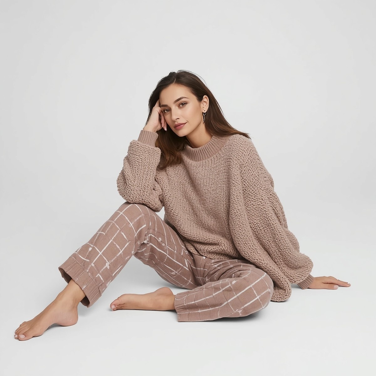 cozy textured knit loungewear set